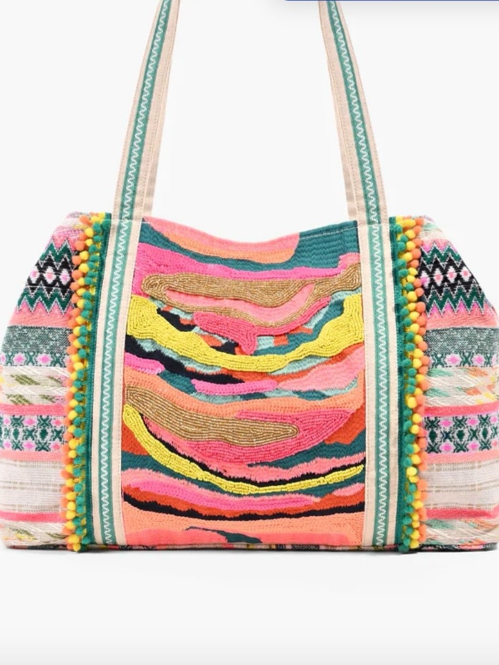 America and Beyond DAPHNE EMBELLISHED MULTI-COLORED HAND BEADED TOTE